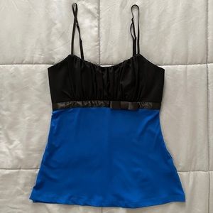 Vintage Y2K Rampage Women's Size Small Blue and Black Spaghetti Strap Blouse